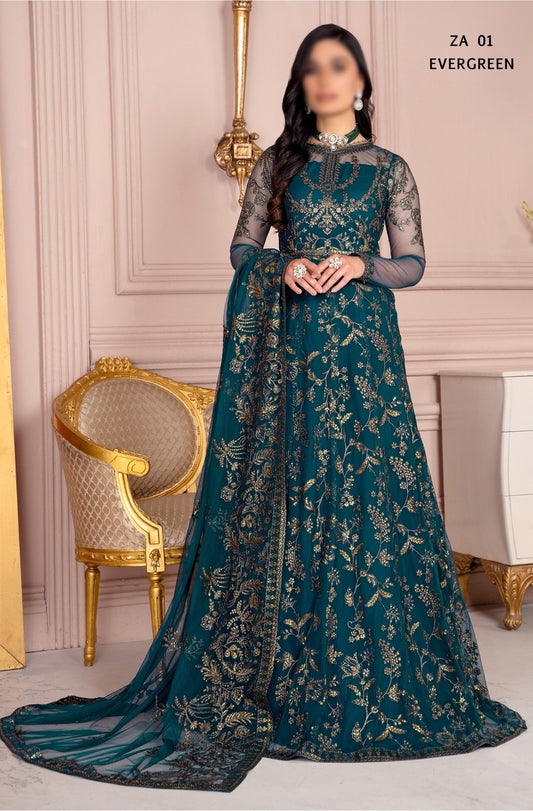 ZA 01 EVERGREEN Afreen Unstitched Formals By Zarif