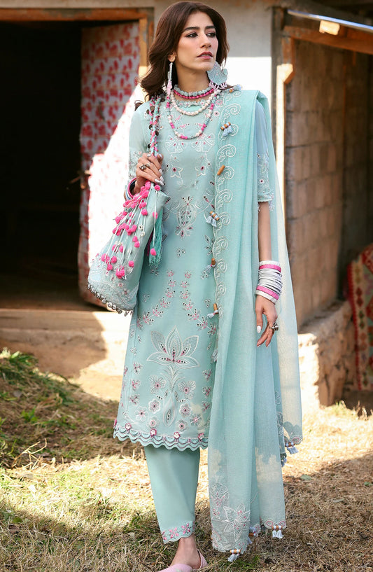 Neelum by Zaha Embroidered Lawn Unstitched 3 Piece Suit - ZL25-05 A AABROO - ZAH25NL - Blue - Summer Collection
