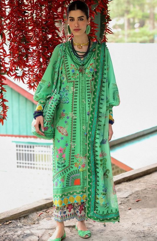 Neelum by Zaha Embroidered Lawn Unstitched 3 Piece Suit - ZL25-06 A AMANI - ZAH25NL - Green - Summer Collection