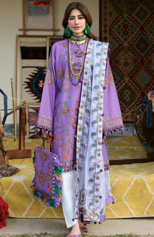 Neelum by Zaha Embroidered Lawn Unstitched 3 Piece Suit - ZL25-09 A ZARIAH - ZAH25NL - Purple - Summer Collection