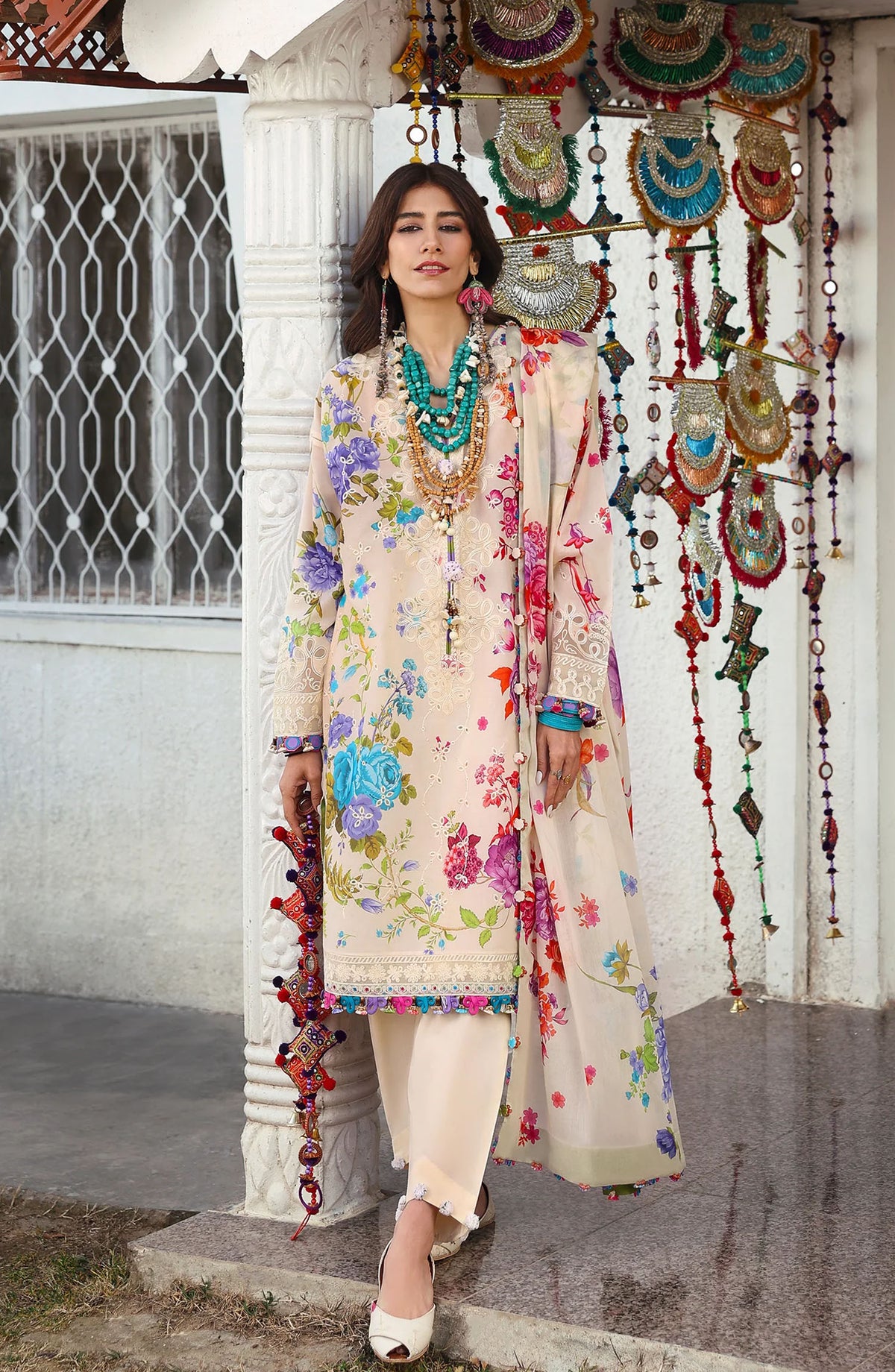 Neelum by Zaha Embroidered Lawn Unstitched 3 Piece Suit - ZL25-07 B ALYA - ZAH25NL - Off White - Summer Collection