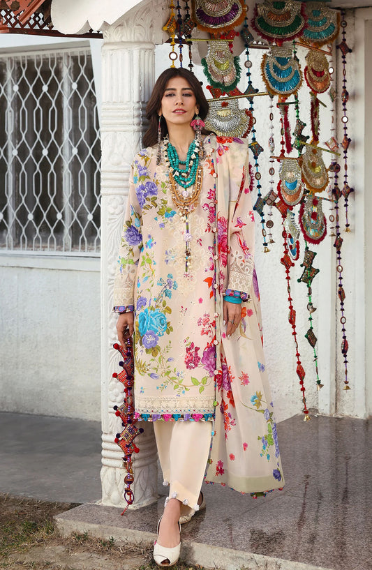 Neelum by Zaha Embroidered Lawn Unstitched 3 Piece Suit - ZL25-07 B ALYA - ZAH25NL - Off White - Summer Collection