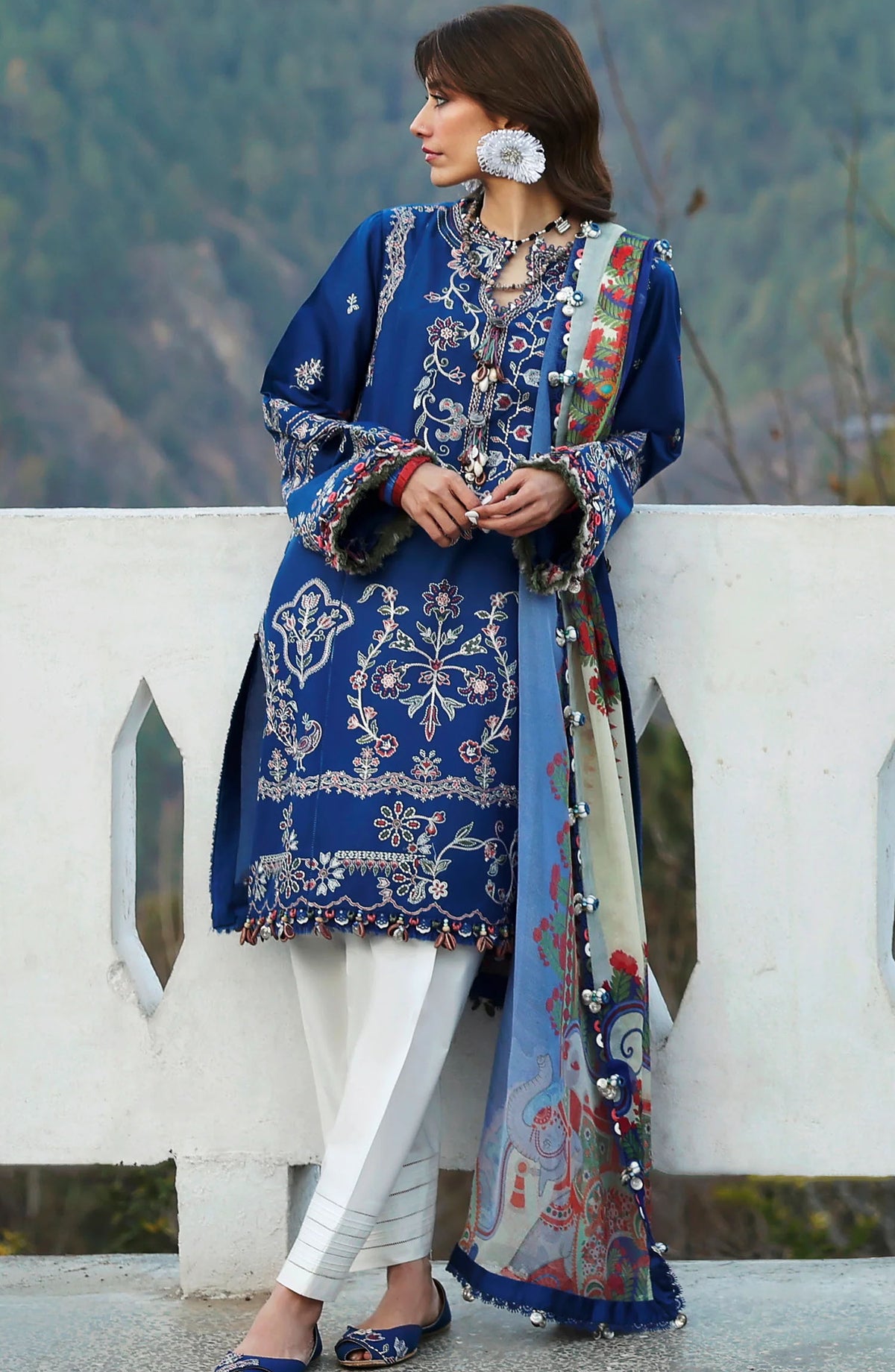Neelum by Zaha Embroidered Lawn Unstitched 3 Piece Suit - ZL25-15 B MAYA - ZAH25NL - Blue - Summer Collection