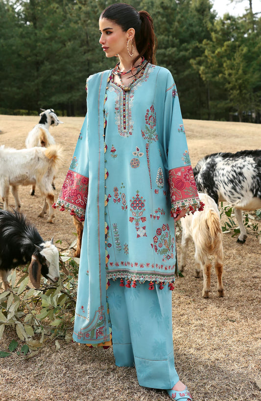 Neelum by Zaha Embroidered Lawn Unstitched 3 Piece Suit - ZL25-14 A RHEA - ZAH25NL - Blue - Summer Collection