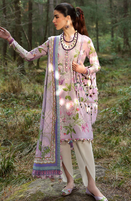 Neelum by Zaha Embroidered Lawn Unstitched 3 Piece Suit - ZL25-02 A ELARA - ZAH25NL - Pink - Summer Collection
