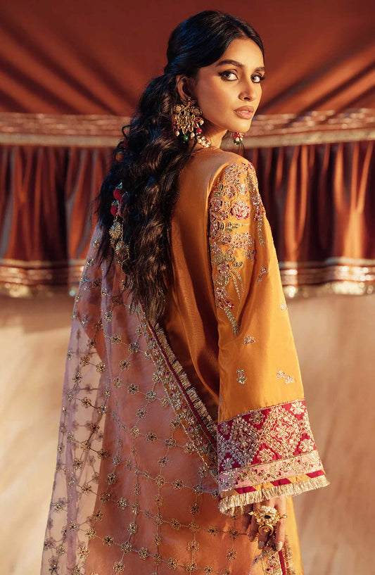 AJR Embroidered Silk Unstitched 3 Piece - Zareen - AJR25S - Yellow - Wedding Collection