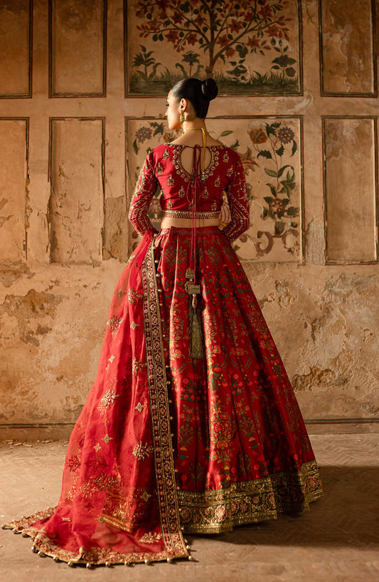 Khwabedah By Maria Osama Khan Embroidered Unstitched 3 Piece - Zareen - MOK25K - Red - Wedding Collection