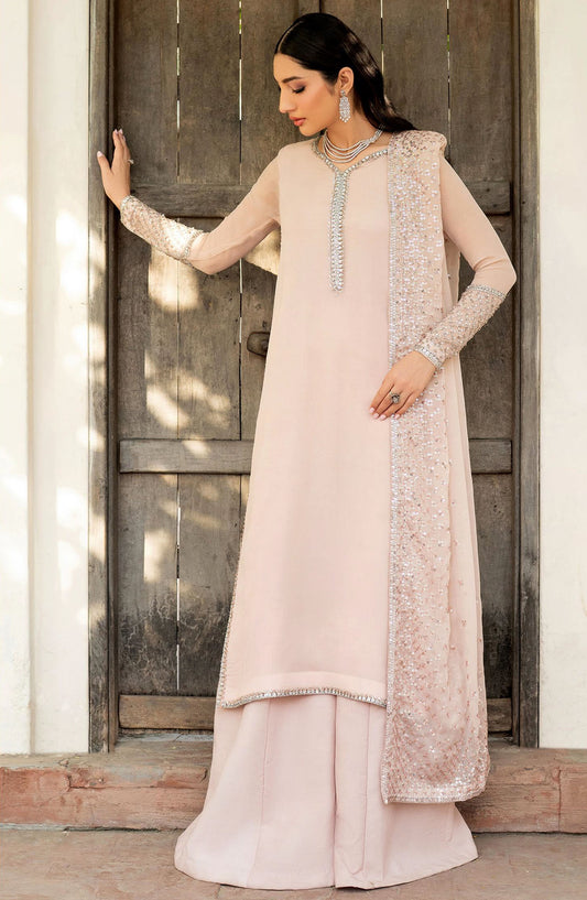 Arzou by Zarif Embroidered Chiffon Unstitched 3 Piece Suit - UNST-HW-02 Luna - ZRF25ARUF - Fawn - Fromal Collection