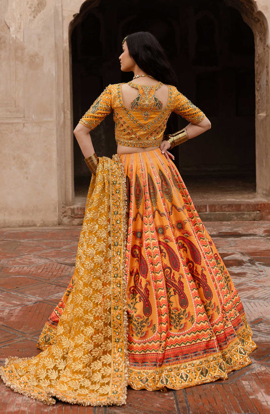 Khwabedah By Maria Osama Khan Embroidered Unstitched 3 Piece - Zariya - MOK25K - Yellow - Wedding Collection