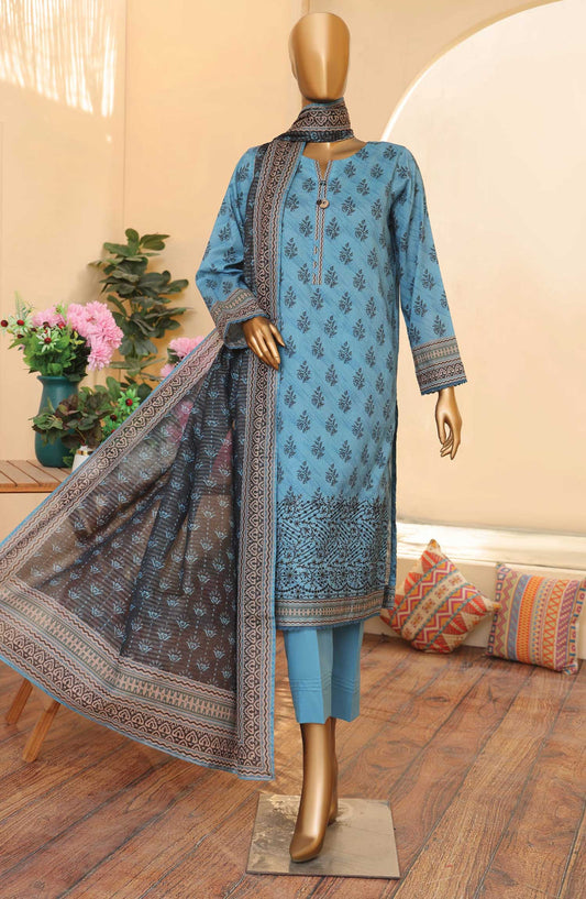 Zouk by HZ Textile Embroidered Lawn Stitched 3 Piece - ZEC 160 - HZ25Z - Blue - Summer Collection