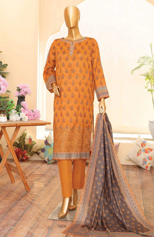 Zouk by HZ Textile Embroidered Lawn Unstitched 3 Piece - ZEC 161 - HZ25Z - Yellow - Summer Collection