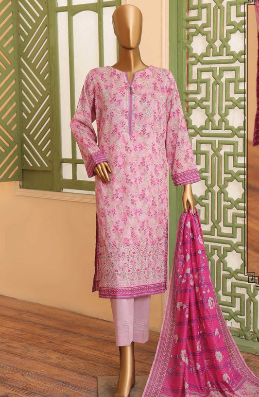 Zouk by HZ Textile Embroidered Lawn Unstitched 3 Piece - ZEC 162 - HZ25Z - Pink - Summer Collection
