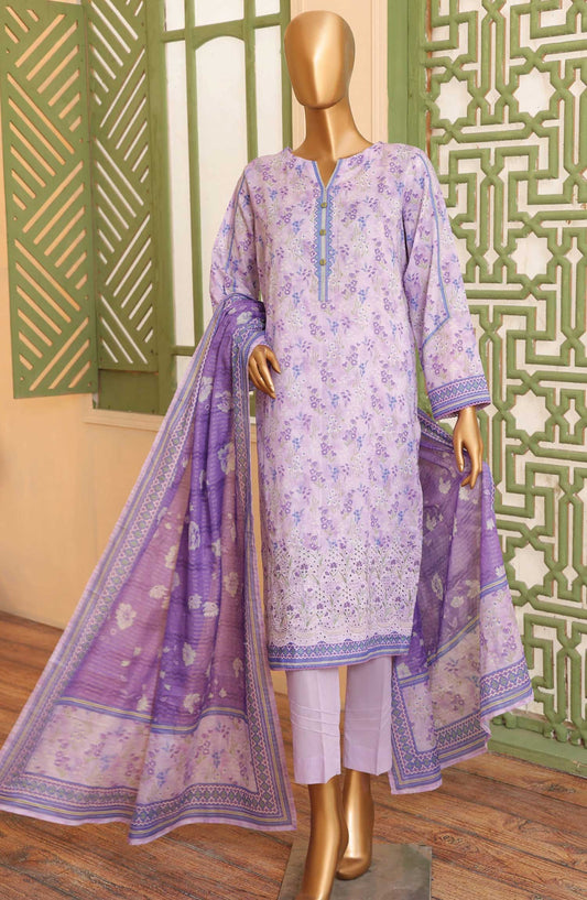 Zouk by HZ Textile Embroidered Lawn Unstitched 3 Piece - ZEC 163 - HZ25Z - Purple - Summer Collection