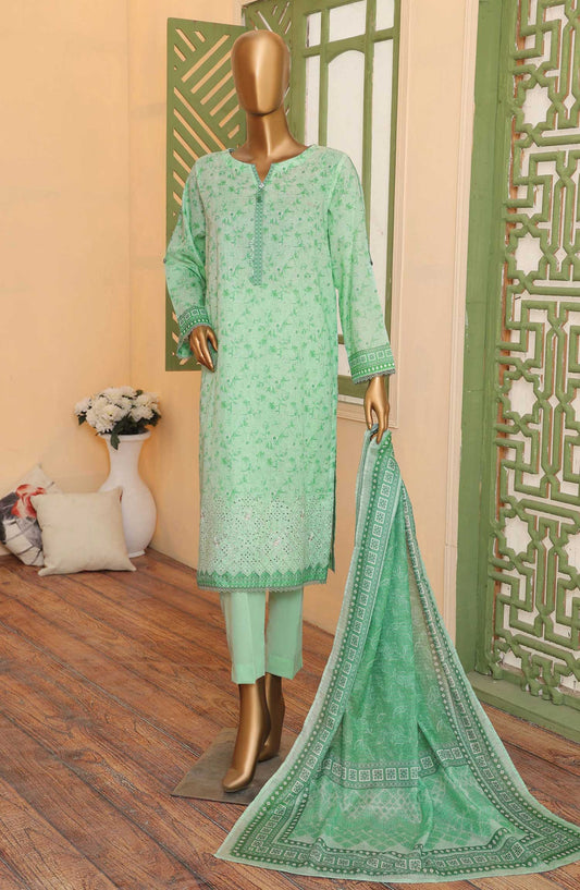 Zouk by HZ Textile Embroidered Lawn Unstitched 3 Piece - ZEC 166 - HZ25Z - Green - Summer Collection
