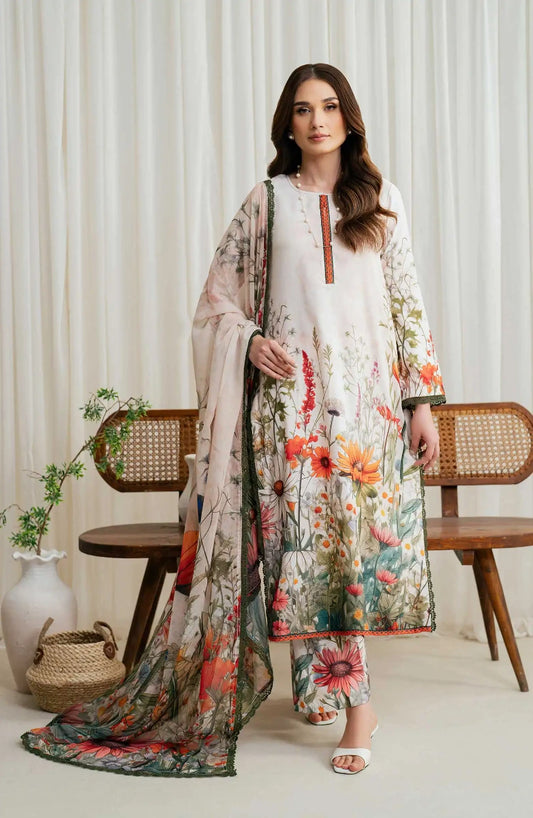 Zarif Printed Georgette Silk Collection 2024-ZGS 01 CREAM