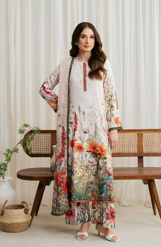 Zarif Printed Georgette Silk Collection 2024-ZGS 01 CREAM
