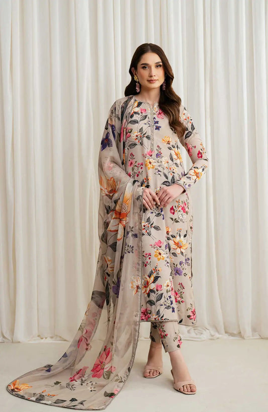 Zarif Printed Georgette Silk Collection 2024-ZGS 05 BEIGE