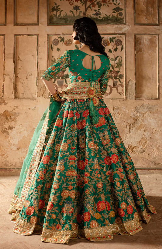 Khwabedah By Maria Osama Khan Embroidered Unstitched 3 Piece - Zinia - MOK25K - Green - Wedding Collection