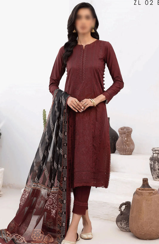 Zarif Eid Lawn Embroidered and Printed Edit - ZL 02 ELVIRA