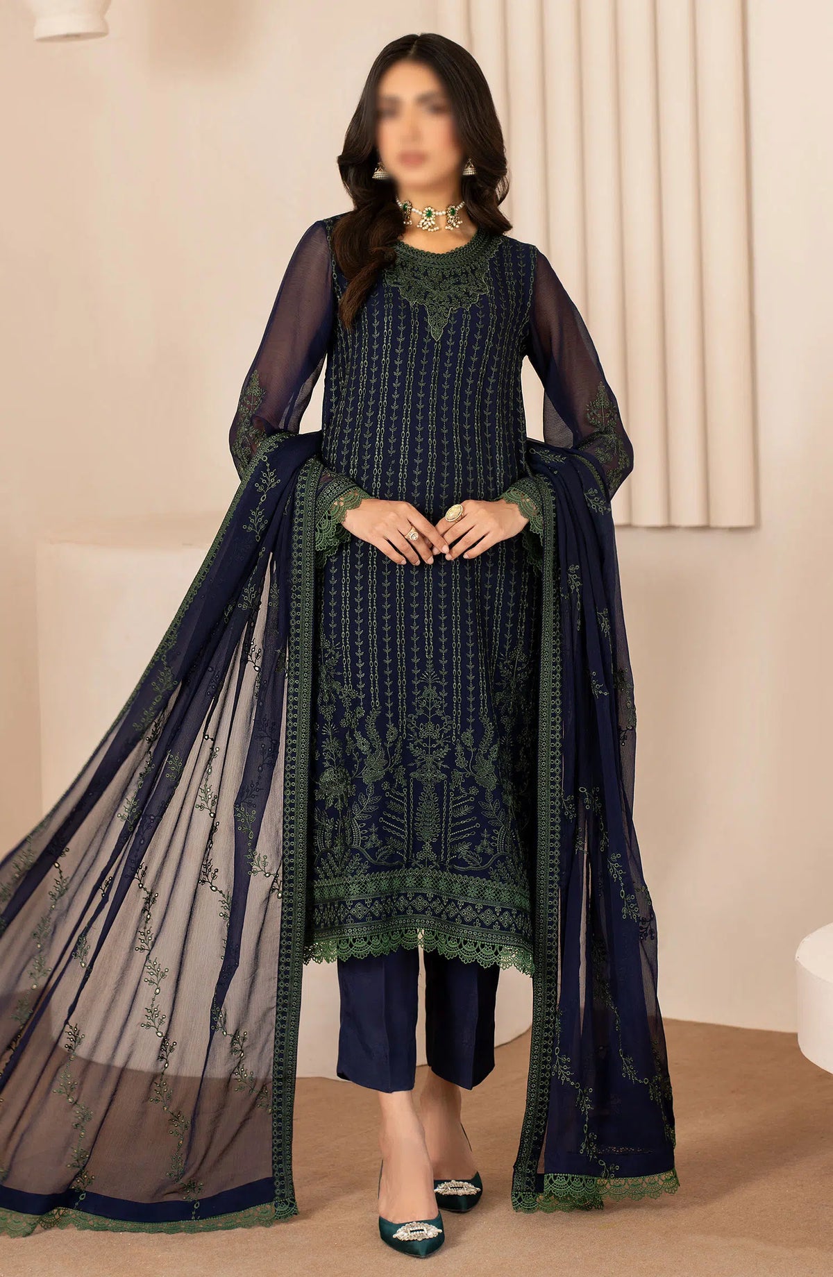 Zarif Thread Work Unstitched Chiffon Edit - ZL 06 Mahay