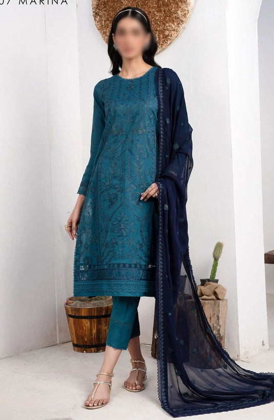 Zarif Eid Lawn Embroidered and Printed Edit - ZL 07 MARINA