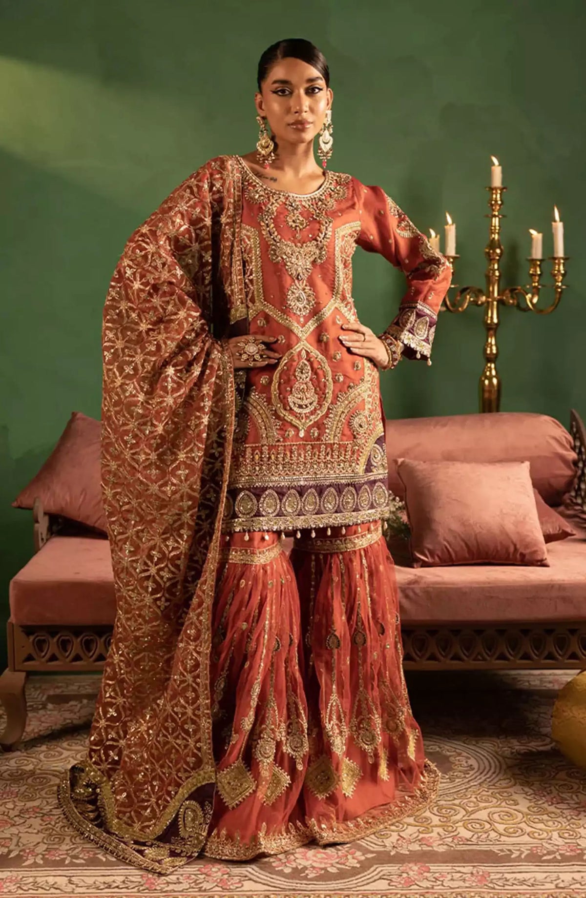 Tabeer Luxury Formal Collection By Diara Couture - ZONAISHA - UA-01 - RUST