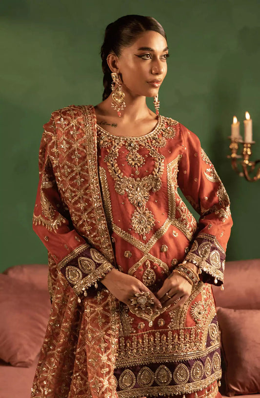 Tabeer Luxury Formal Collection By Diara Couture - ZONAISHA - UA-01 - RUST