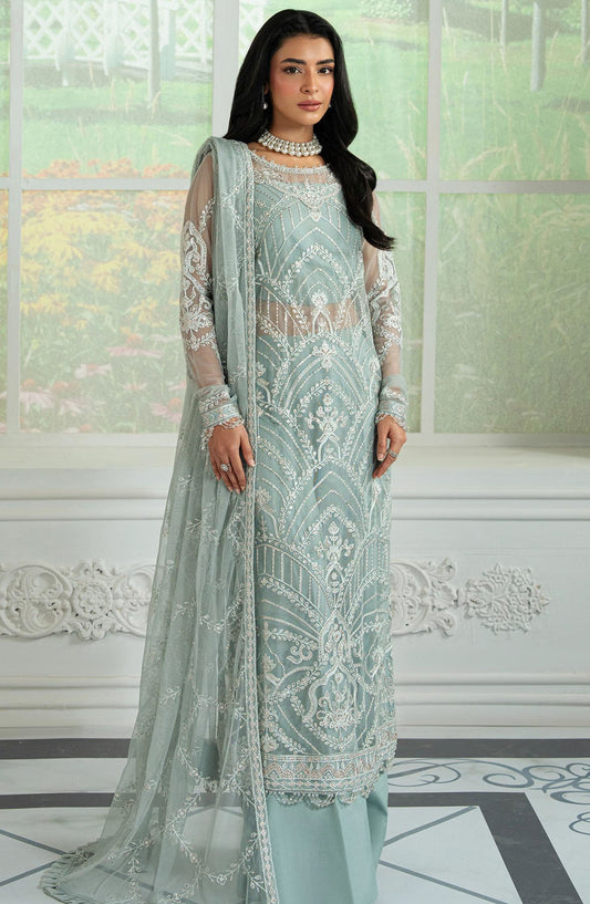 Inara by Zarif Embroidered Net Unstitched 3 Piece Suit - ZRI-01 Ruhya - ZF25IUF - Green - Formal Collection