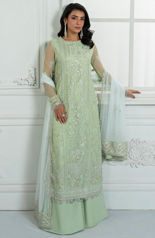 Inara by Zarif Embroidered Net Unstitched 3 Piece Suit - ZRI-04 Yasmin - ZF25IUF - Green - Formal Collection
