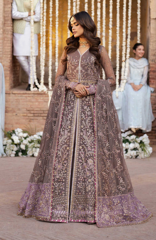 Shehnai by Zarif Embroidered Net Unstitched 3 Piece - ZS 02 NOOR - ZF25S - Grey - Formal Collection