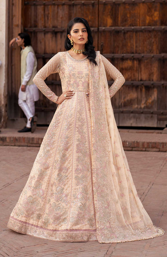 Shehnai by Zarif Embroidered Net Unstitched 3 Piece - ZS 03 HEER - ZF25S - Peach - Formal Collection