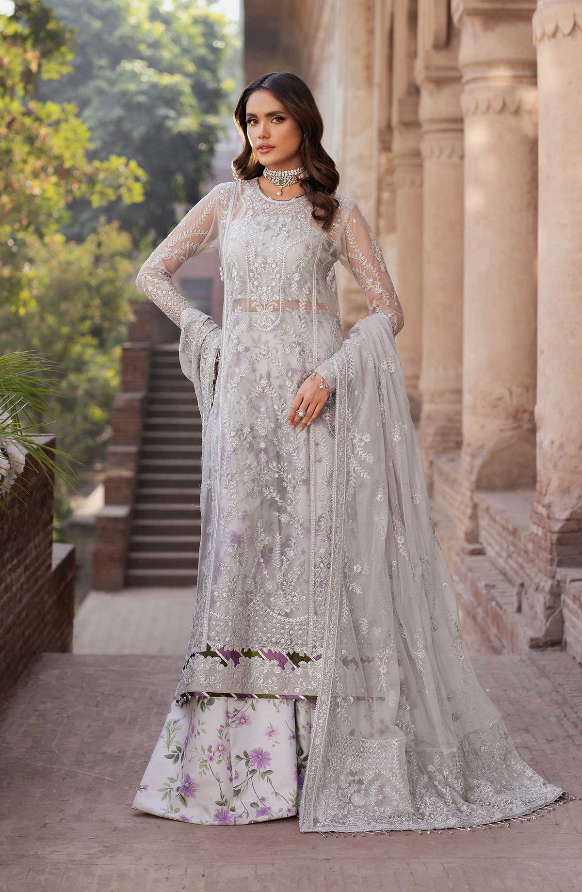 Shehnai by Zarif Embroidered Net Unstitched 3 Piece - ZS 04 BARSHA - ZF25S - White - Formal Collection