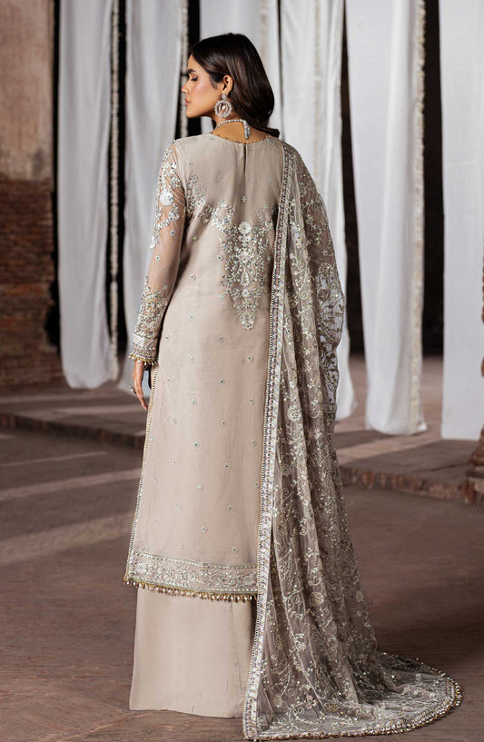 Shehnai by Zarif Embroidered Net Unstitched 3 Piece - ZS 06 DOORIYA - ZF25S - Silver Grey - Formal Collection