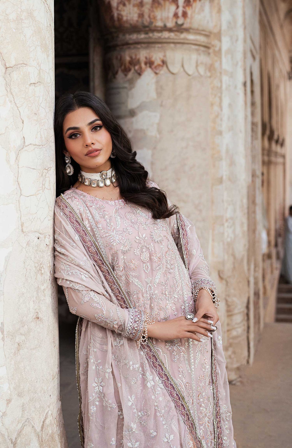 Shehnai by Zarif Embroidered Chiffon Unstitched 3 Piece - ZS 07 MANARA - ZF25S - White - Formal Collection