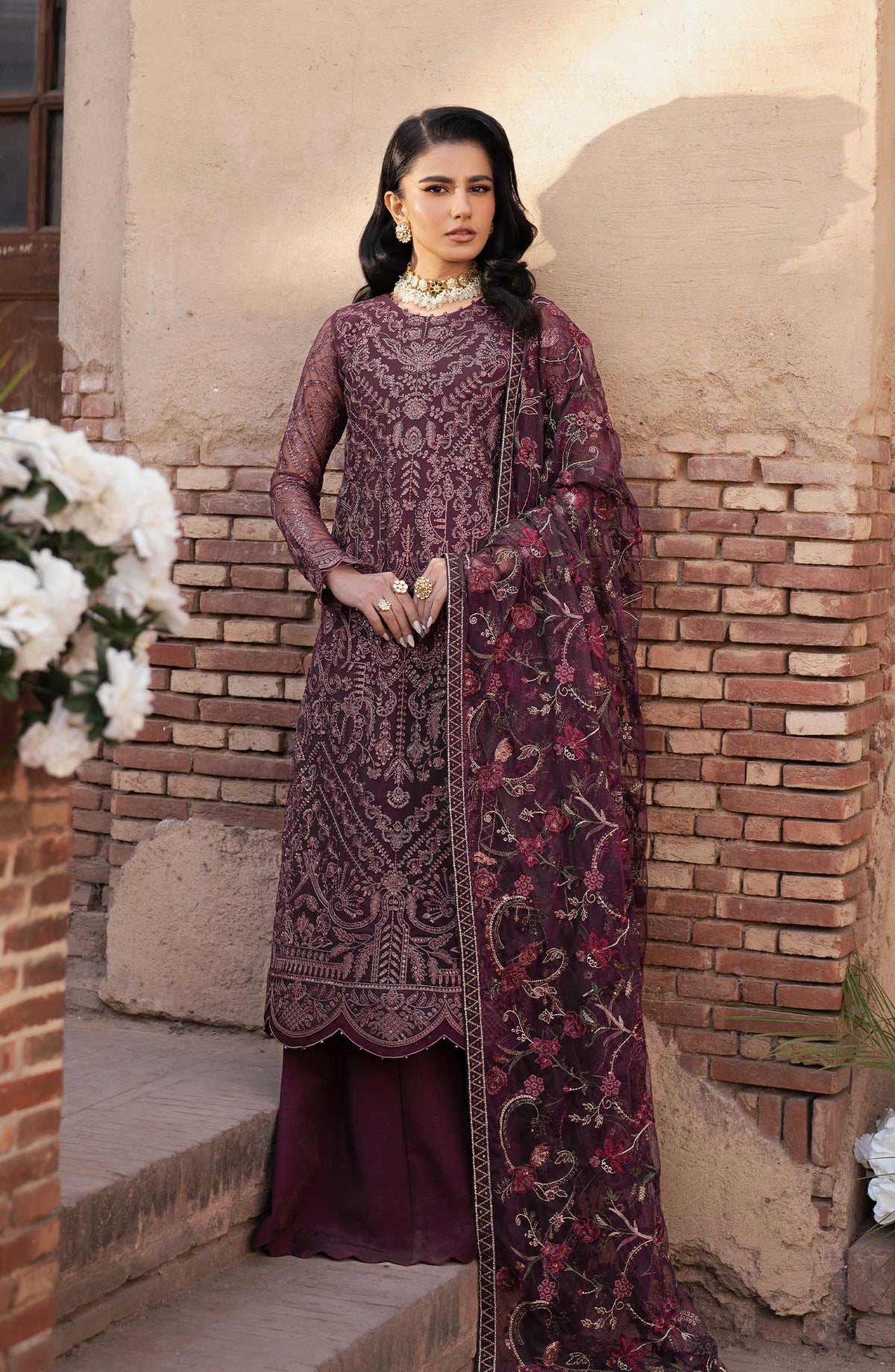 Shehnai by Zarif Embroidered Net Unstitched 3 Piece - ZS 10 SEMIRA - ZF25S - Purple - Formal Collection