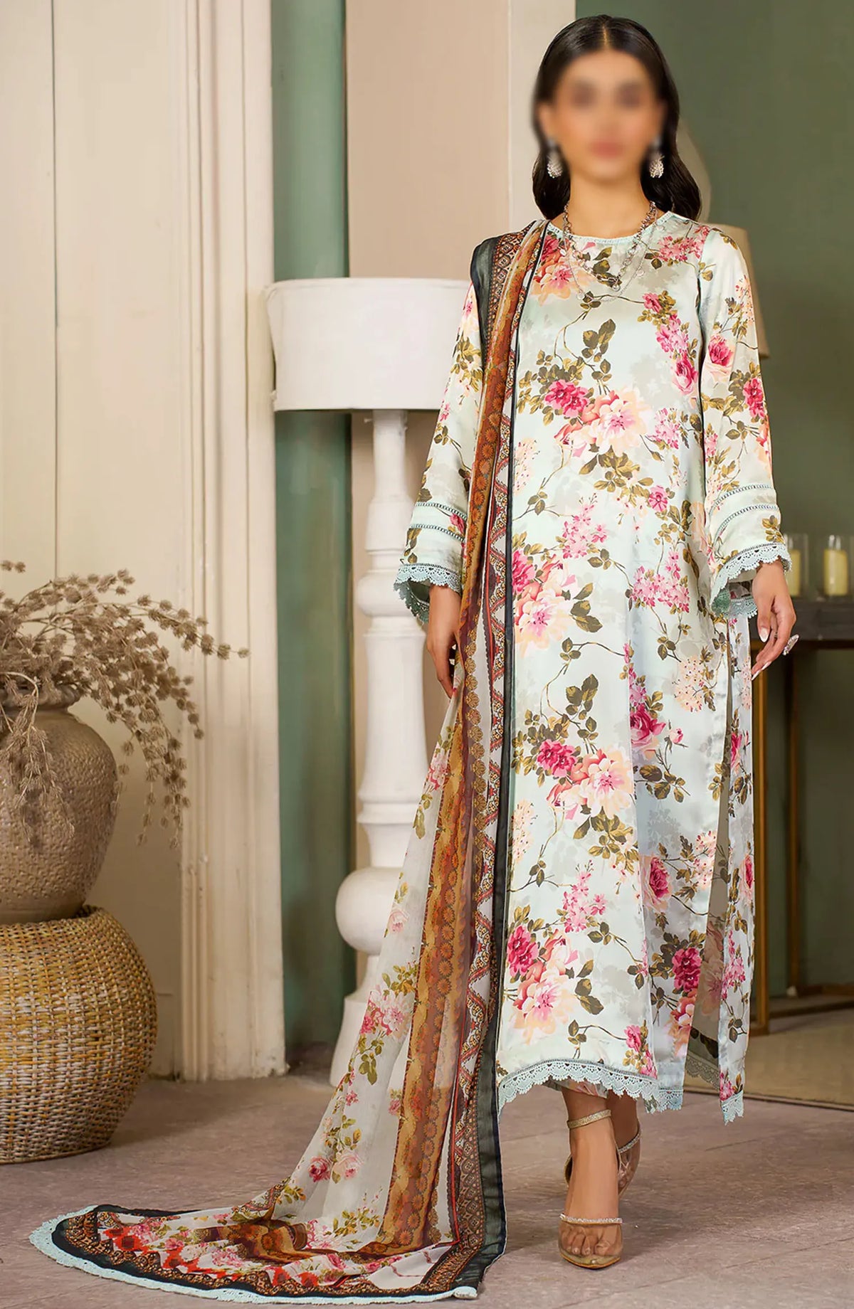 Zarif Printed Unstitched Printed Silk Collection 2024 - ZSP 02 AQUA