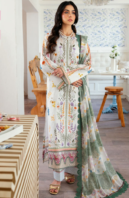 Zync by Florent Embroidered Lawn Unstitched 3 Piece Suit - ZY-02 A - FL25ZYL - Off White - Summer Collection