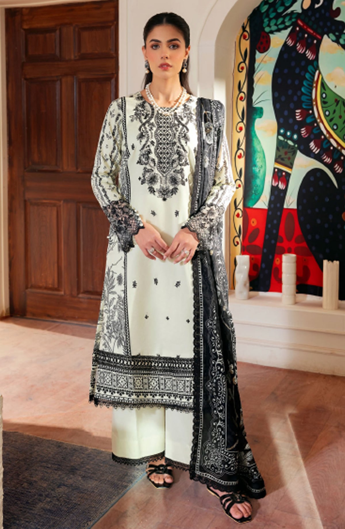 Zync by Florent Embroidered Lawn Unstitched 3 Piece Suit - ZY-04 A - FL25ZYL - Off White - Summer Collection