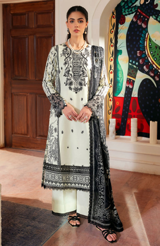 Zync by Florent Embroidered Lawn Unstitched 3 Piece Suit - ZY-04 A - FL25ZYL - Off White - Summer Collection