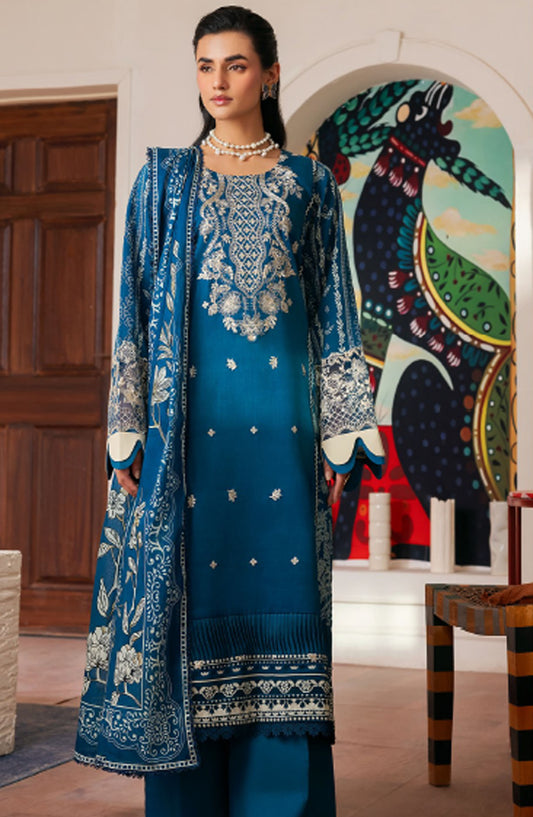 Zync by Florent Embroidered Lawn Unstitched 3 Piece Suit - ZY-04 B - FL25ZYL - Blue - Summer Collection