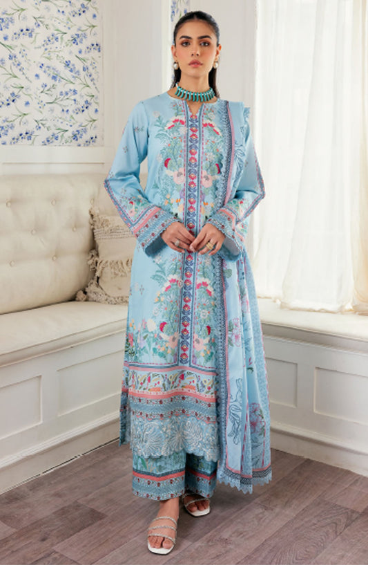 Zync by Florent Embroidered Lawn Unstitched 3 Piece Suit - ZY-06 A - FL25ZYL - Blue - Summer Collection