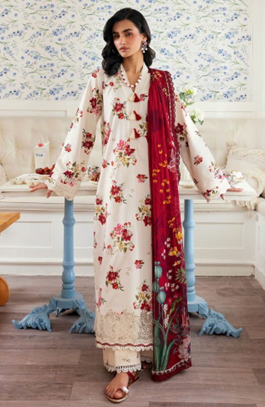 Zync by Florent Embroidered Lawn Unstitched 3 Piece Suit - ZY-07 A - FL25ZYL - Off White - Summer Collection