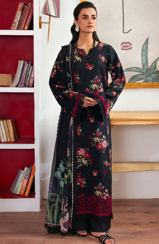 Zync by Florent Embroidered Lawn Unstitched 3 Piece Suit - ZY-07 B - FL25ZYL - Black - Summer Collection