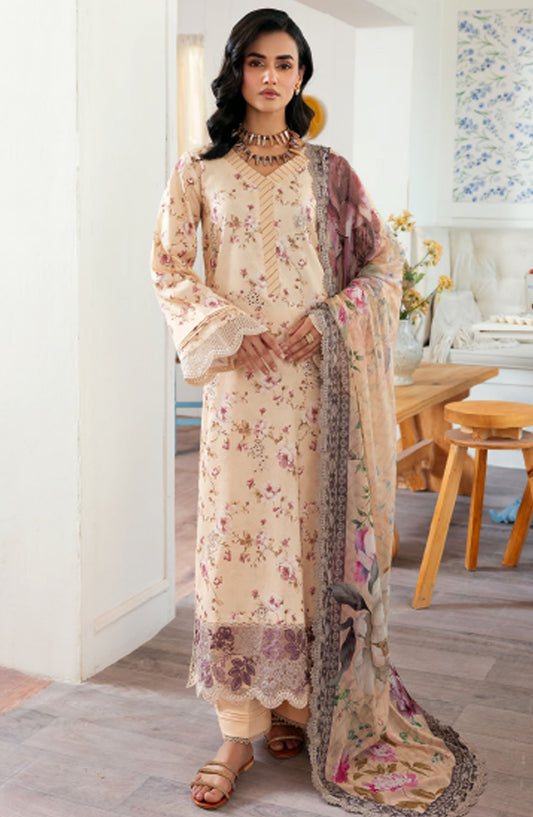 Zync by Florent Embroidered Lawn Unstitched 3 Piece Suit - ZY-11 - FL25ZYL - Beige - Summer Collection
