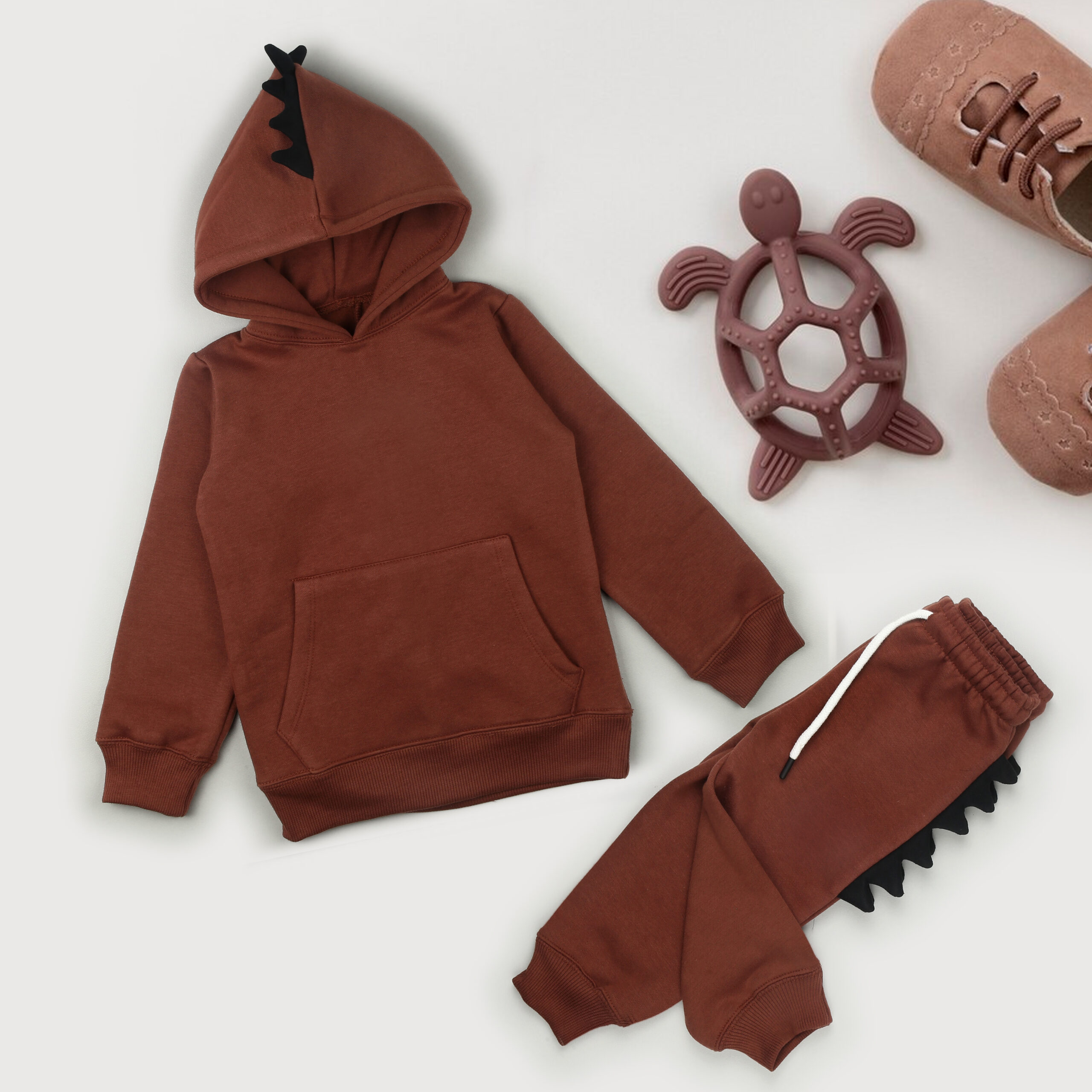 Dino Hoodie with jogger pant - Rust