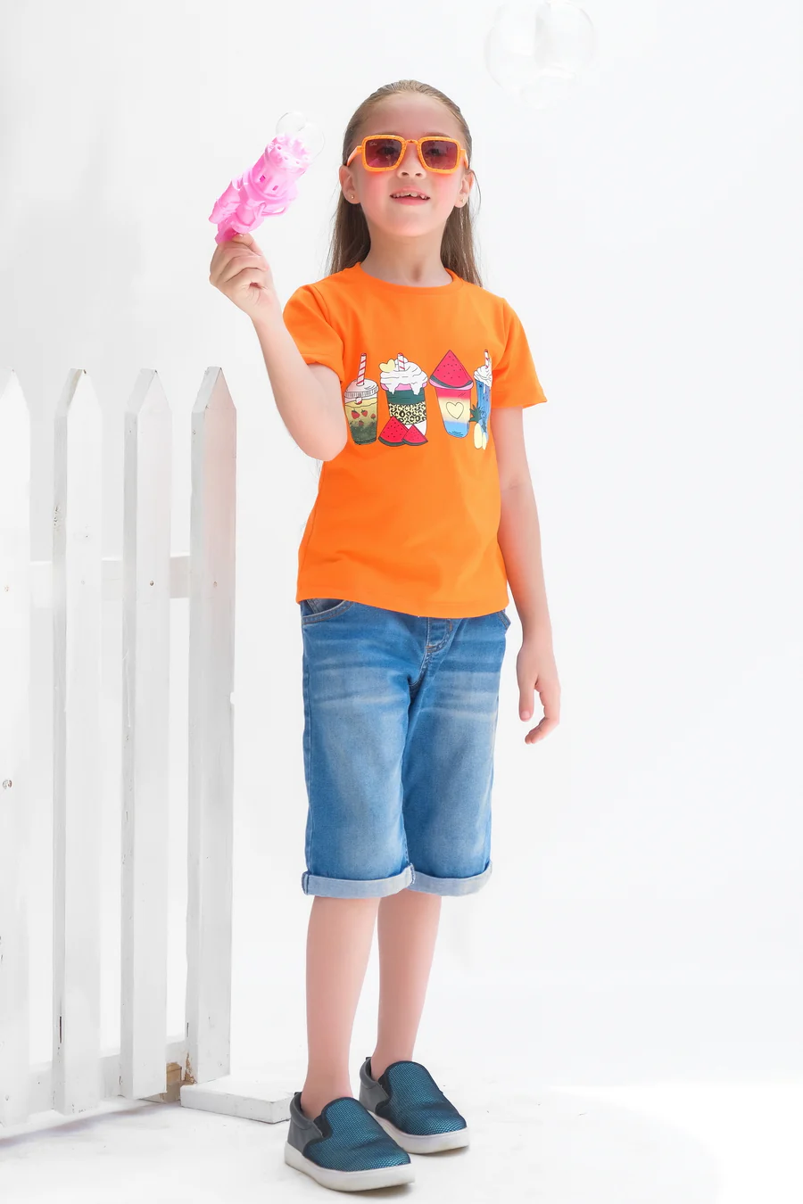 Fruits Shake - Half Sleeves T-Shirts For Kids - Orange