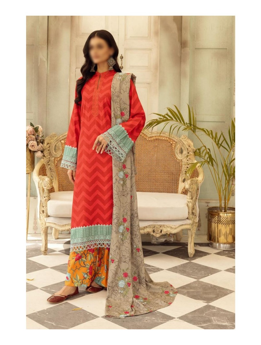 Design 02 Mahees Printed and Embroidered Khaddar Collection Vol 03