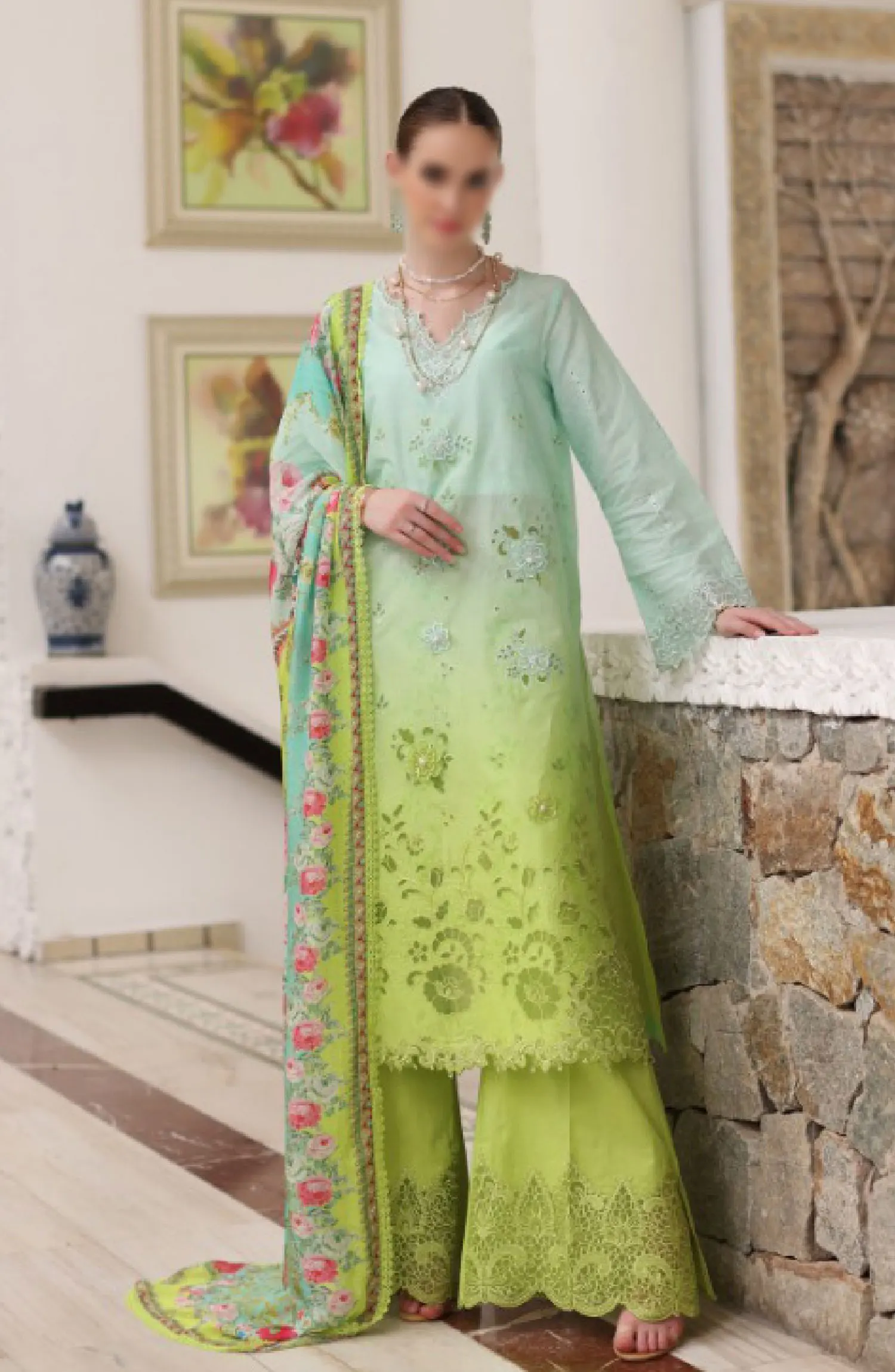 Noor By Saadia Asad Luxury Chikankari Lawn Collection 2024 - D 05 A