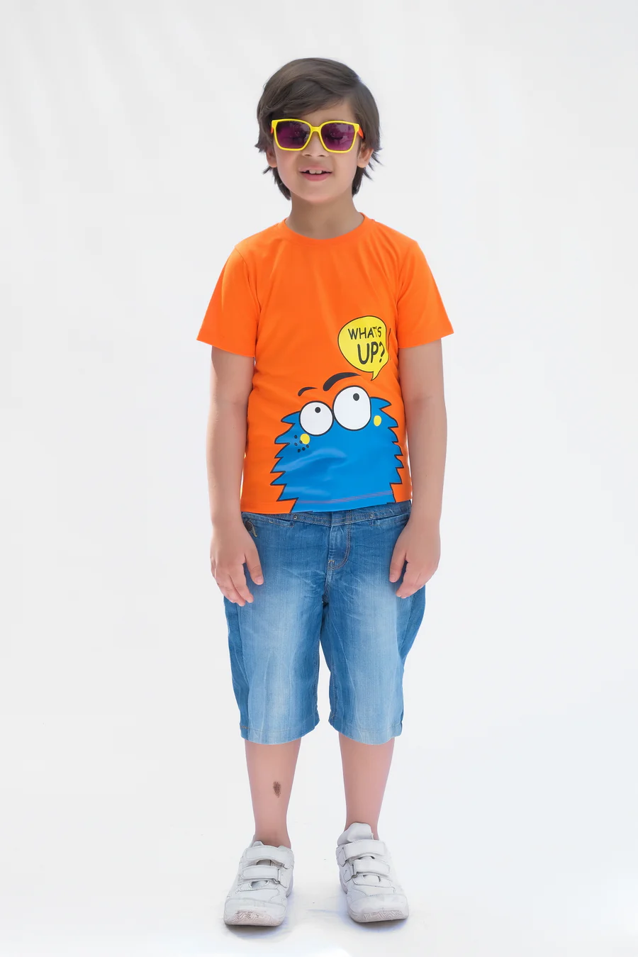 What's Up - Half Sleeves T-Shirts For Kids - Orange - SBT-334