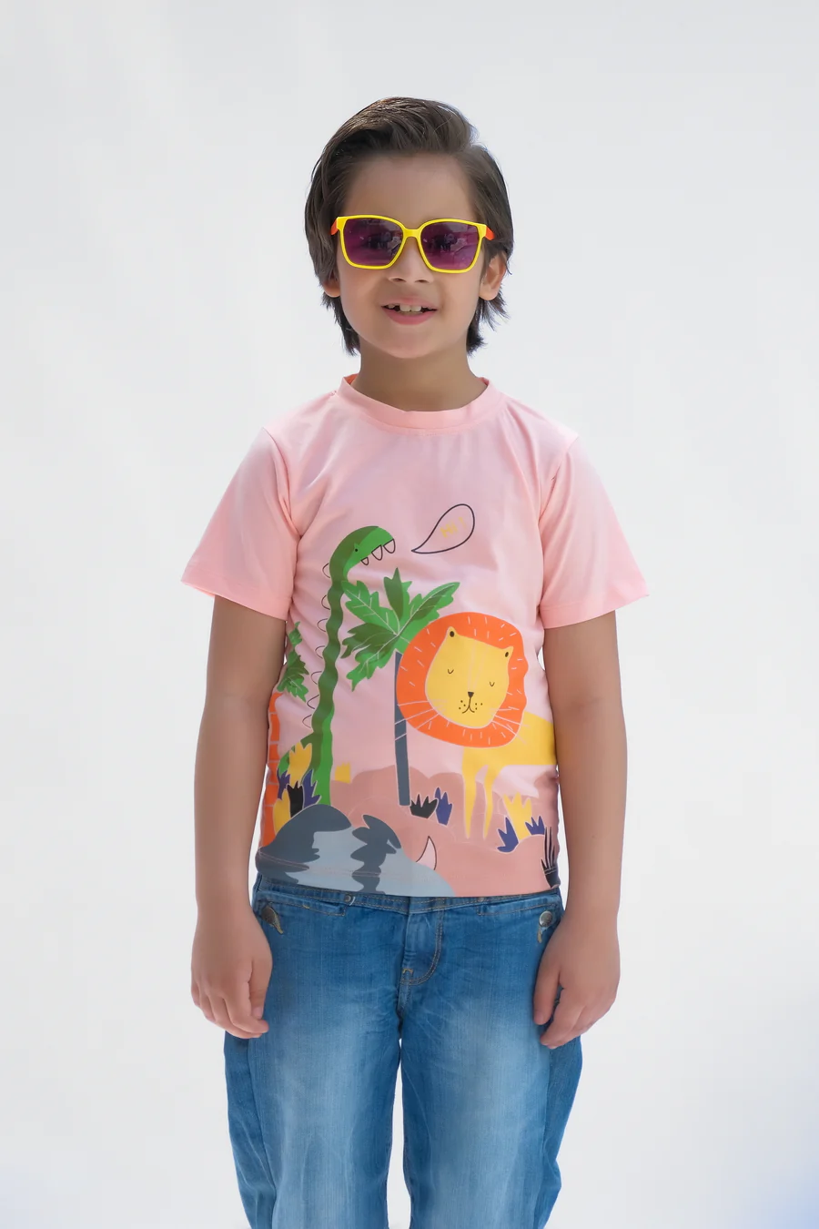 Animal Kingdom - Half Sleeves T-Shirts For Kids - Light Pink